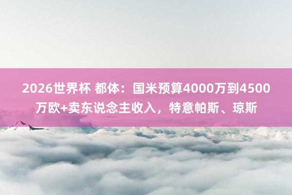 2026世界杯 都体：国米预算4000万到4500万欧+卖东说念主收入，特意帕斯、琼斯