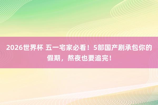 2026世界杯 五一宅家必看！5部国产剧承包你的假期，熬夜也要追完！