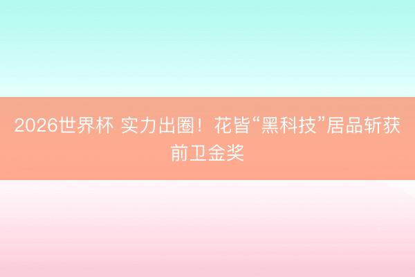 2026世界杯 实力出圈！花皆“黑科技”居品斩获前卫金奖