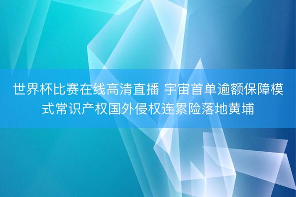 世界杯比赛在线高清直播 宇宙首单逾额保障模式常识产权国外侵权连累险落地黄埔