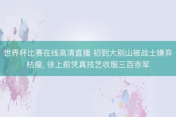 世界杯比赛在线高清直播 初到大别山被战士嫌弃枯瘦, 徐上前凭真技艺收服三百赤军